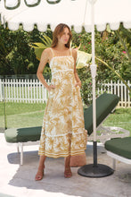 Load image into Gallery viewer, Palm Rick Rack Mustard/Cream Summer Dress