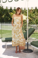 Load image into Gallery viewer, Palm Rick Rack Mustard/Cream Summer Dress