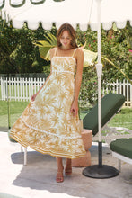 Load image into Gallery viewer, Palm Rick Rack Mustard/Cream Summer Dress