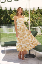 Load image into Gallery viewer, Palm Rick Rack Mustard/Cream Summer Dress