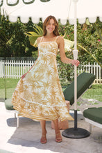 Load image into Gallery viewer, Palm Rick Rack Mustard/Cream Summer Dress