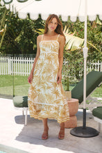 Load image into Gallery viewer, Palm Rick Rack Mustard/Cream Summer Dress