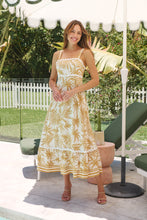 Load image into Gallery viewer, Palm Rick Rack Mustard/Cream Summer Dress