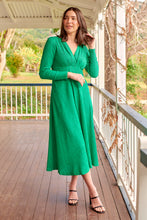 Load image into Gallery viewer, Azalia Green V Neck Long Sleeve Evening Dress