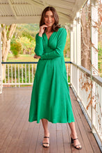 Load image into Gallery viewer, Azalia Green V Neck Long Sleeve Evening Dress