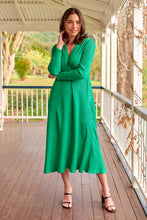 Load image into Gallery viewer, Azalia Green V Neck Long Sleeve Evening Dress
