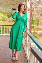 Load image into Gallery viewer, Azalia Green V Neck Long Sleeve Evening Dress