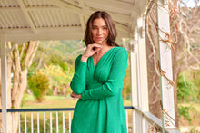 Load image into Gallery viewer, Azalia Green V Neck Long Sleeve Evening Dress
