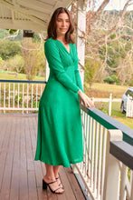Load image into Gallery viewer, Azalia Green V Neck Long Sleeve Evening Dress