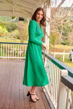 Load image into Gallery viewer, Azalia Green V Neck Long Sleeve Evening Dress