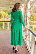 Load image into Gallery viewer, Azalia Green V Neck Long Sleeve Evening Dress