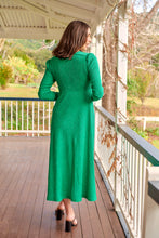 Load image into Gallery viewer, Azalia Green V Neck Long Sleeve Evening Dress