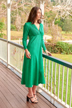 Load image into Gallery viewer, Azalia Green V Neck Long Sleeve Evening Dress