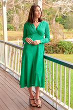 Load image into Gallery viewer, Azalia Green V Neck Long Sleeve Evening Dress