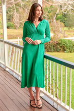 Load image into Gallery viewer, Azalia Green V Neck Long Sleeve Evening Dress