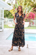 Load image into Gallery viewer, Augustina Button Front Navy/Red Paisley Print Maxi Dress