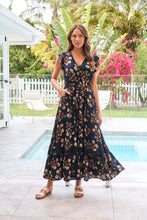 Load image into Gallery viewer, Augustina Button Front Navy/Red Paisley Print Maxi Dress
