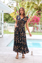 Load image into Gallery viewer, Augustina Button Front Navy/Red Paisley Print Maxi Dress