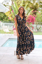 Load image into Gallery viewer, Augustina Button Front Navy/Red Paisley Print Maxi Dress