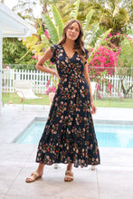 Load image into Gallery viewer, Augustina Button Front Navy/Red Paisley Print Maxi Dress
