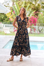 Load image into Gallery viewer, Augustina Button Front Navy/Red Paisley Print Maxi Dress