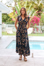Load image into Gallery viewer, Augustina Button Front Navy/Red Paisley Print Maxi Dress