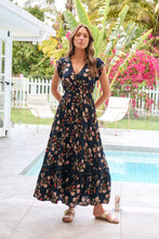 Load image into Gallery viewer, Augustina Button Front Navy/Red Paisley Print Maxi Dress