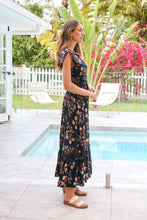 Load image into Gallery viewer, Augustina Button Front Navy/Red Paisley Print Maxi Dress