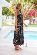 Load image into Gallery viewer, Augustina Button Front Navy/Red Paisley Print Maxi Dress