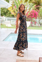 Load image into Gallery viewer, Augustina Button Front Navy/Red Paisley Print Maxi Dress