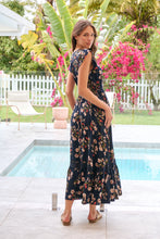 Load image into Gallery viewer, Augustina Button Front Navy/Red Paisley Print Maxi Dress