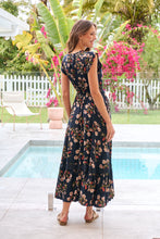 Load image into Gallery viewer, Augustina Button Front Navy/Red Paisley Print Maxi Dress