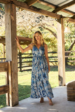 Load image into Gallery viewer, Gillian Blue Brushstroke Crossover Dress