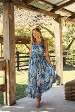 Load image into Gallery viewer, Gillian Blue Brushstroke Crossover Dress