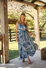 Load image into Gallery viewer, Gillian Blue Brushstroke Crossover Dress