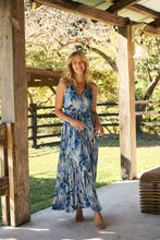 Load image into Gallery viewer, Gillian Blue Brushstroke Crossover Dress