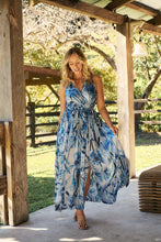 Load image into Gallery viewer, Gillian Blue Brushstroke Crossover Dress