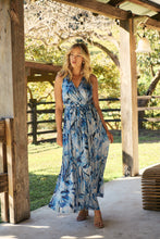 Load image into Gallery viewer, Gillian Blue Brushstroke Crossover Dress