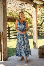 Load image into Gallery viewer, Gillian Blue Brushstroke Crossover Dress