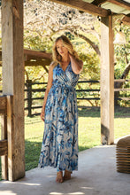 Load image into Gallery viewer, Gillian Blue Brushstroke Crossover Dress