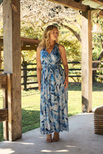 Load image into Gallery viewer, Gillian Blue Brushstroke Crossover Dress