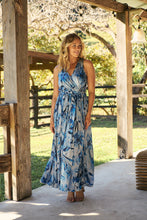 Load image into Gallery viewer, Gillian Blue Brushstroke Crossover Dress