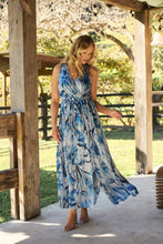Load image into Gallery viewer, Gillian Blue Brushstroke Crossover Dress