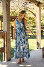 Load image into Gallery viewer, Gillian Blue Brushstroke Crossover Dress