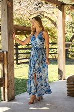 Load image into Gallery viewer, Gillian Blue Brushstroke Crossover Dress