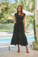 Load image into Gallery viewer, Stella Black Plain Button Front Maxi Dress