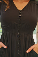 Load image into Gallery viewer, Stella Black Plain Button Front Maxi Dress