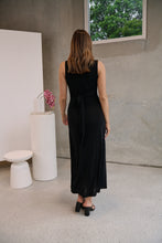 Load image into Gallery viewer, Samara Black Shimmer Crossover Tie Evening Dress