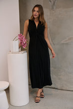 Load image into Gallery viewer, Samara Black Shimmer Crossover Tie Evening Dress
