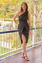 Load image into Gallery viewer, Eleanor One Shoulder Black Evening Dress